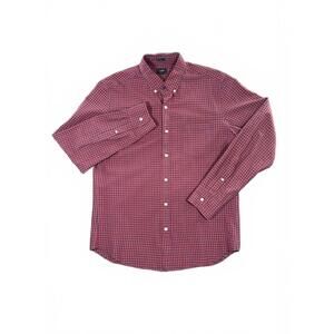 J.Crew Men's Red and Navy Check Long Sleeve Button-Up Shirt Slim Fit Size Large